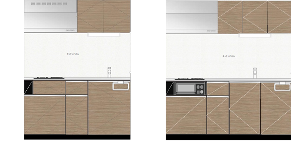 1LDKと2LDKのキッチン